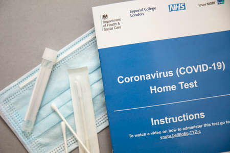 LONDON, UK - MAY 15 2020: Uk health department Coronavirus home testing kit