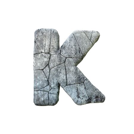 Letter K cracked grunge stone rock font 3D Renderingの写真素材