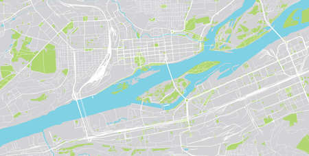 Urban vector city map of Krasnoyarsk, Russia.