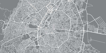 Urban vector city map of Konya, Turkey.
