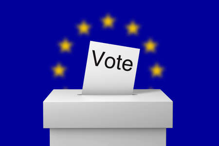 European Union election ballot box and voting paper. 3D Renderinの写真素材