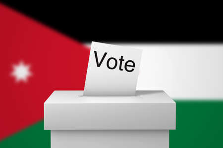 Jordan election ballot box and voting paper. 3D Renderingの写真素材