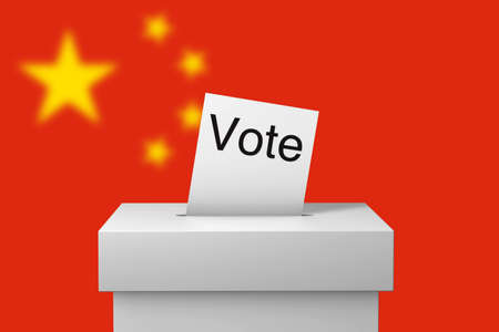 China election ballot box and voting paper. 3D Renderingの写真素材