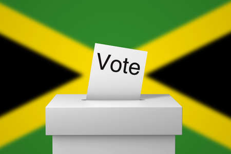 Jamaica election ballot box and voting paper. 3D Renderingの写真素材