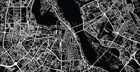 Vector aerial city road map of Hanoi, Vietnam