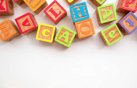 Colourful wooden ABC alphabet baby development blocks