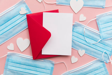 Valentines day lockdown love letter with protective face mask
