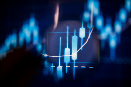Stock market trading investment candlestick graph. Finance and economy concept