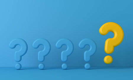 Question mark sign standing out from the crowd. 3D Rendering