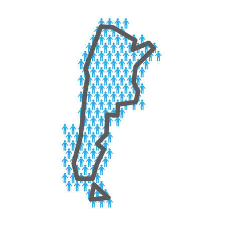 Argentina population map. Country outline made from people figuresのイラスト素材