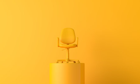 An office chair high on a podium. Business development concept. 3D Renderingの写真素材