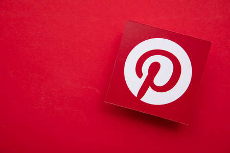 LONDON, UK - March 2021: Pinterest logo, popular image sharing platform