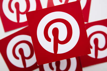 LONDON, UK - March 2021: Pinterest logo, popular image sharing platformのeditorial素材