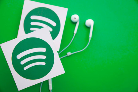 LONDON, UK - March 2021: Spotify music and audio streaming service logoのeditorial素材