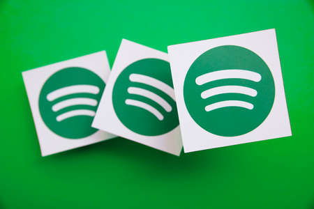 LONDON, UK - March 2021: Spotify music and audio streaming service logoのeditorial素材