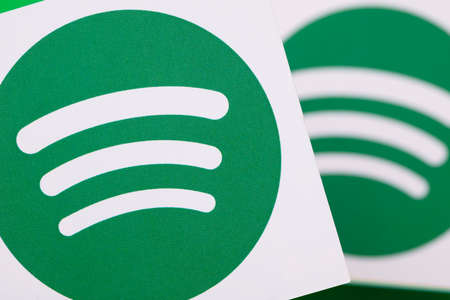 LONDON, UK - March 2021: Spotify music and audio streaming service logo