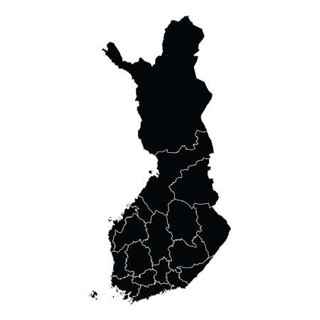 Finland country map vector with regional areasのイラスト素材