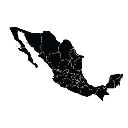 Mexico country map vector with regional areasのイラスト素材