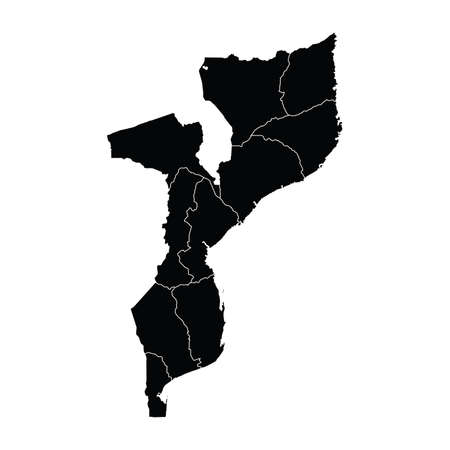 Mozambique country map vector with regional areasのイラスト素材
