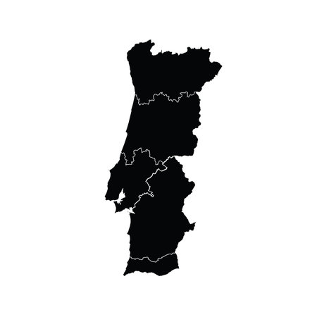 Portugal country map vector with regional areasのイラスト素材