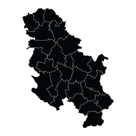 Serbia country map vector with regional areasのイラスト素材
