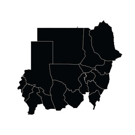 Sudan country map vector with regional areasのイラスト素材