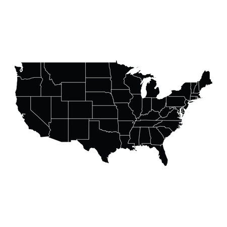 USA country map vector with regional areasのイラスト素材