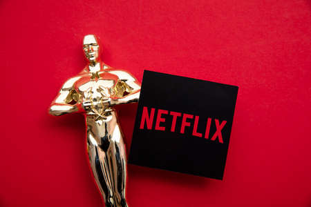 LONDON, UK - APRIL 2021: Netflix online steaming service logo with an awardのeditorial素材