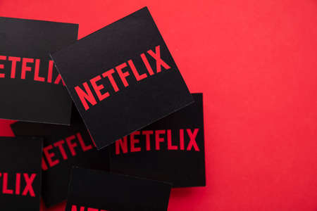 LONDON, UK - APRIL 2021: Netflix on demand tv and movie steaming service logoのeditorial素材