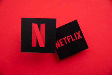 LONDON, UK - APRIL 2021: Netflix on demand tv and movie steaming service logoのeditorial素材