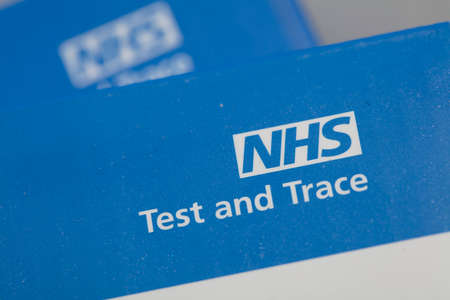LONDON, UK - May 2021: NHS Test and Trace Covid-19 Home Test Kit