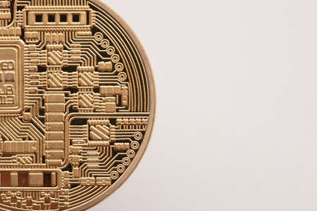 close up of a crypto currency gold alternative coinの写真素材
