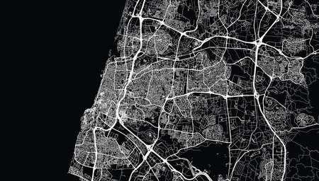 Urban vector city map of Tel Aviv, Israel, middle east