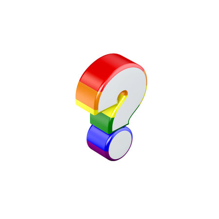 Isometric question mark gay pride rainbow flag font. 3D Renderingの写真素材