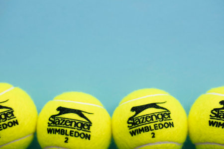 LONDON, UK - June 2021: Official wimbledon tennis Slazenger brand ballのeditorial素材