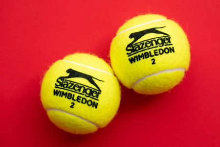 LONDON, UK - June 2021: Official wimbledon tennis Slazenger brand ballのeditorial素材