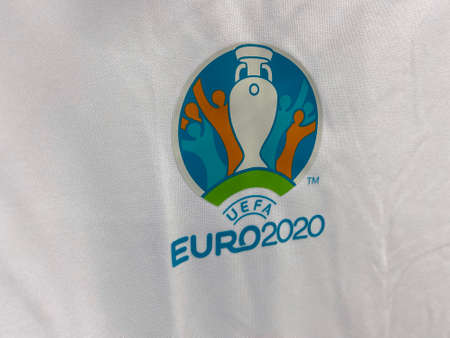 LONDON, UK - June 2021: Logo for the UEFA euro 2020 on an football shirtのeditorial素材