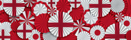England flag paper fan background. Italian holiday celebration banner. 3D Render