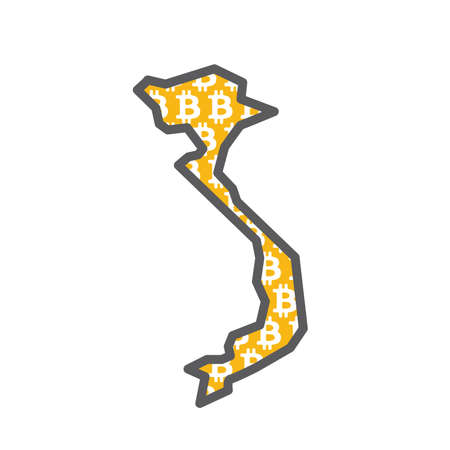 Vietnam country map with bitcoin crypto currencyのイラスト素材