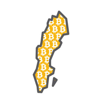 Sweden country map with bitcoin crypto currencyのイラスト素材