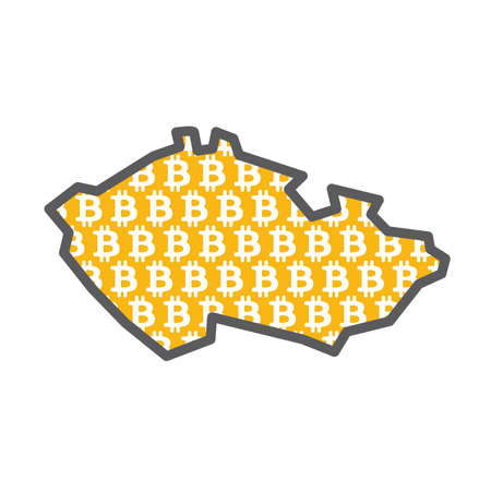 Czech Republic country map with bitcoin crypto currencyのイラスト素材