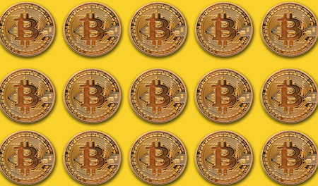 Bitcoin golden cryptocurrency coin background. 3D Renderingの写真素材