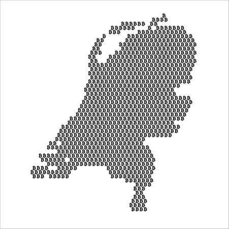 Netherlands country map made with bitcoin crypto currency logoのイラスト素材