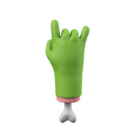 Cartoon creepy halloween green monster hand. 3D Renderingの写真素材