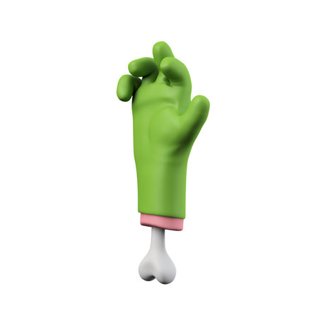Cartoon creepy halloween green monster hand. 3D Renderingの写真素材