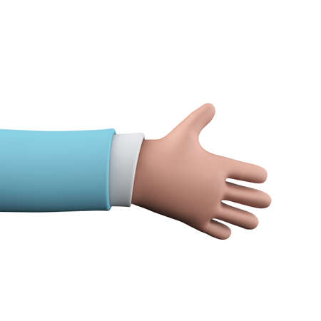 Cartoon character style hand in a handshake pose. 3D Renderingの写真素材