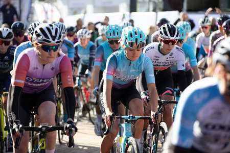 Bicester, UK - October 2021: Competitors take place in the first stage of the Womens Tour a cycle race in the UKのeditorial素材