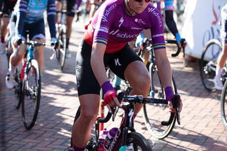 Bicester, UK - October 2021: Competitors take place in the first stage of the Womens Tour a cycle race in the UKのeditorial素材
