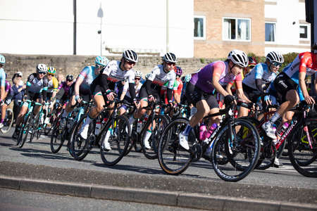 Bicester, UK - October 2021: Competitors take place in the first stage of the Womens Tour a cycle race in the UKのeditorial素材
