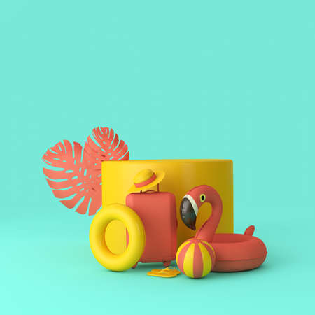 Summer holiday podium stage background for product display. 3D Rendering